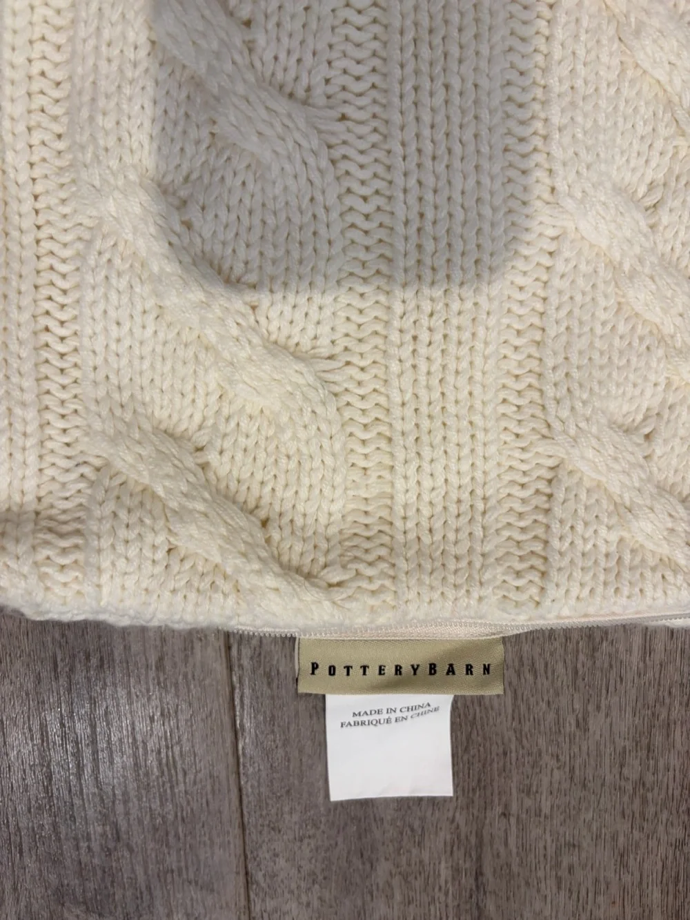 Pottery Barn Chunky Cream Cable Knit Colossal Hand Knit Pillow Cover 26